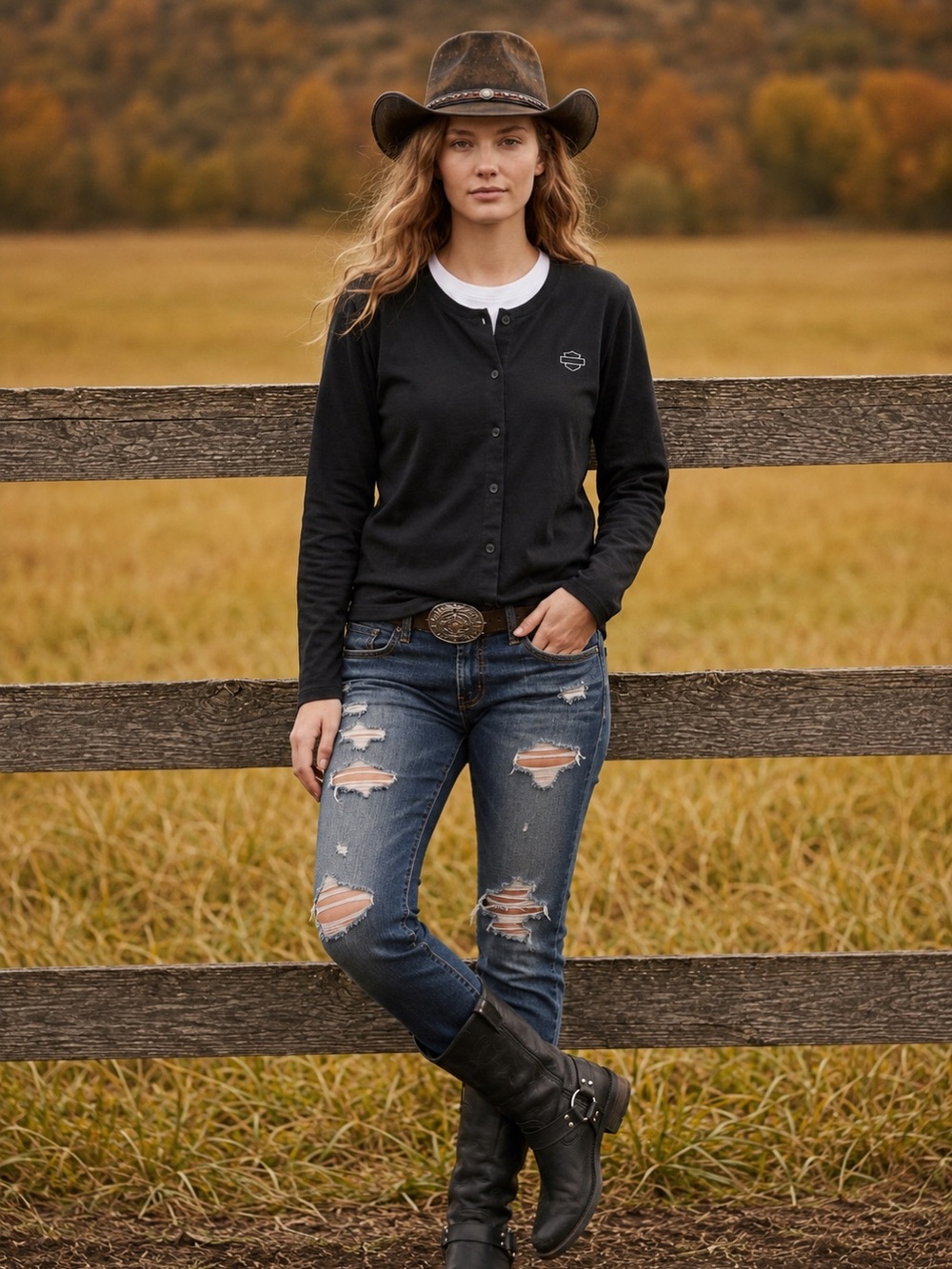 Harley-Davidson Rocky Mountain Black Long Sleeve Button Cardigan Medium